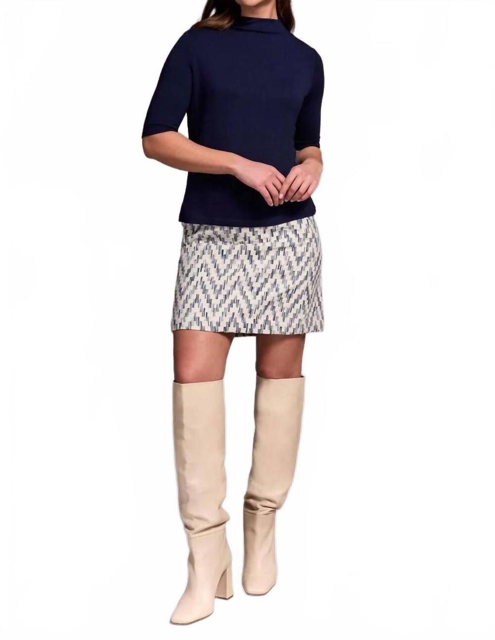 NEW TRIBAL funnel neck elbow sleeve top in nightfall